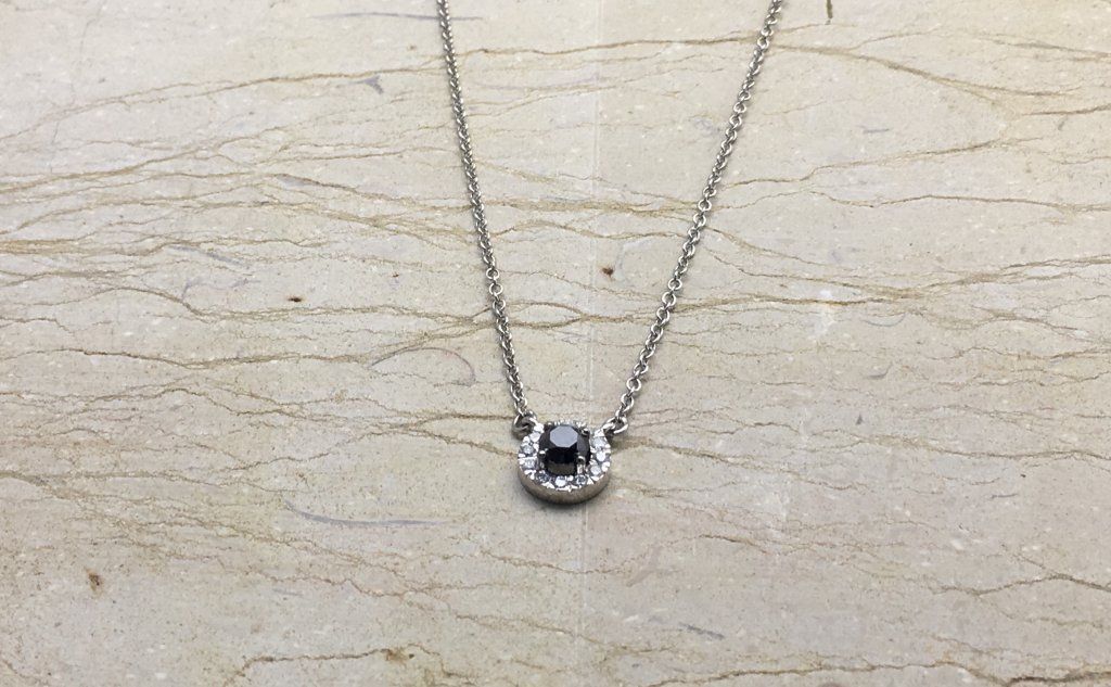 Collar Colgante Oro Blanco, Con Diamantes Talla Brillante