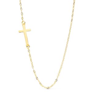 Gargantilla Oro Amarillo 18 kil Cruz cadena 42 Cm