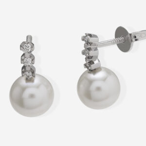 Pendientras Oro Blanco Con Perla y Diamante