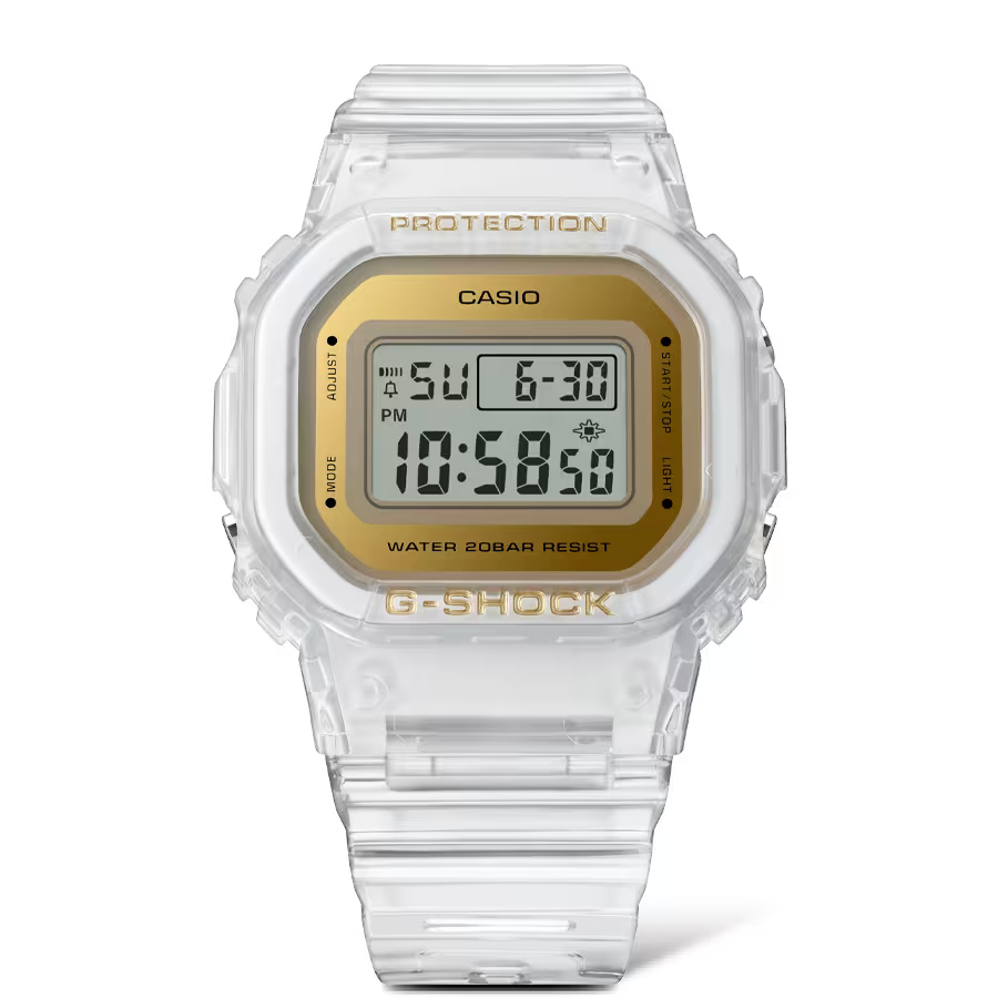 Reloj Casio Esfera Dorada y Correa Translúcida Ref. GMD-S5600SG-7ER