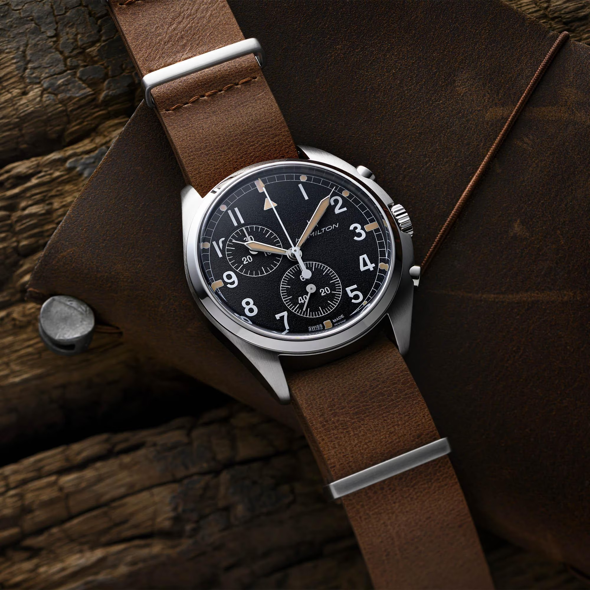 Reloj Hamilton khaki aviation pilot pioneer chrono quartz reloj quarzo h76522531 - Imagen 5