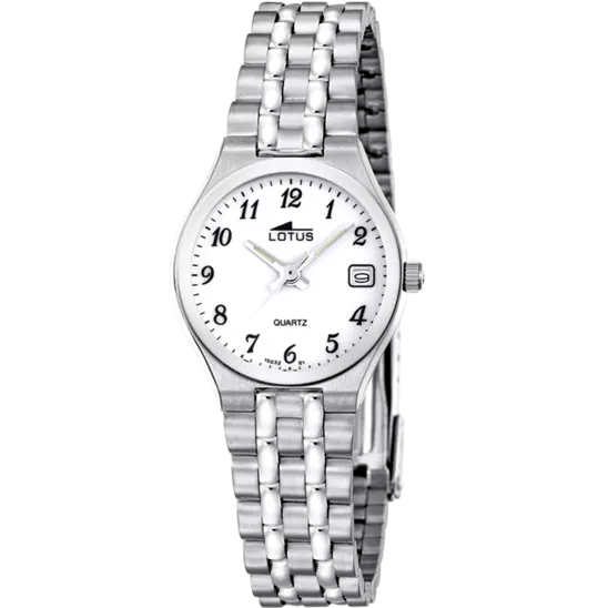 Reloj Lotus Acero Clasico 15032/1 Blanco, Correa De Acero, Mujer