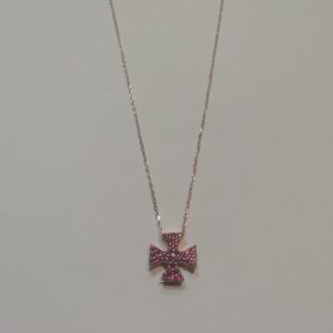 Collar Plata Chapada Rosa