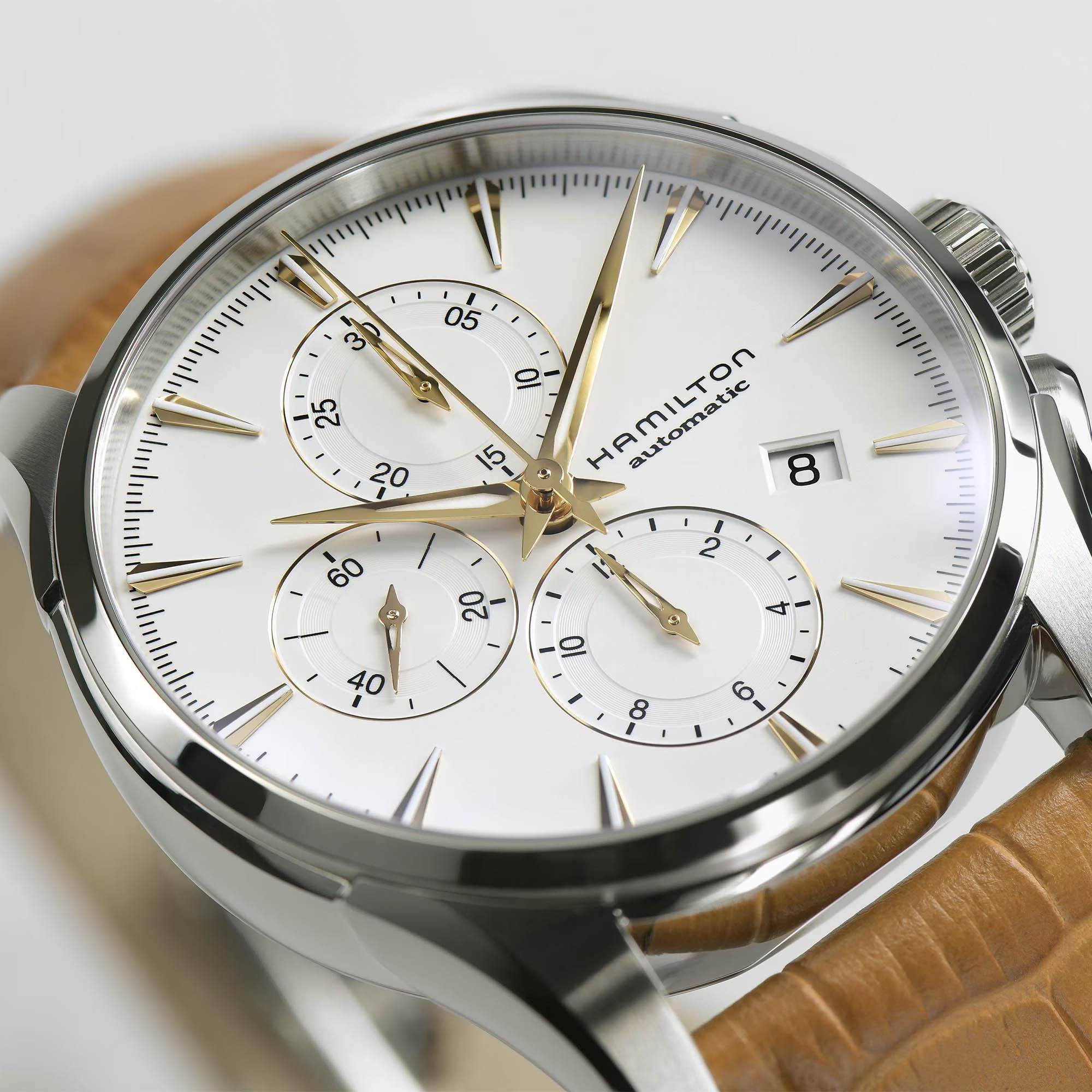 Reloj Hamilton Jazzmaster Auto Chrono Brown Strap Ref.H32586511 - Imagen 2