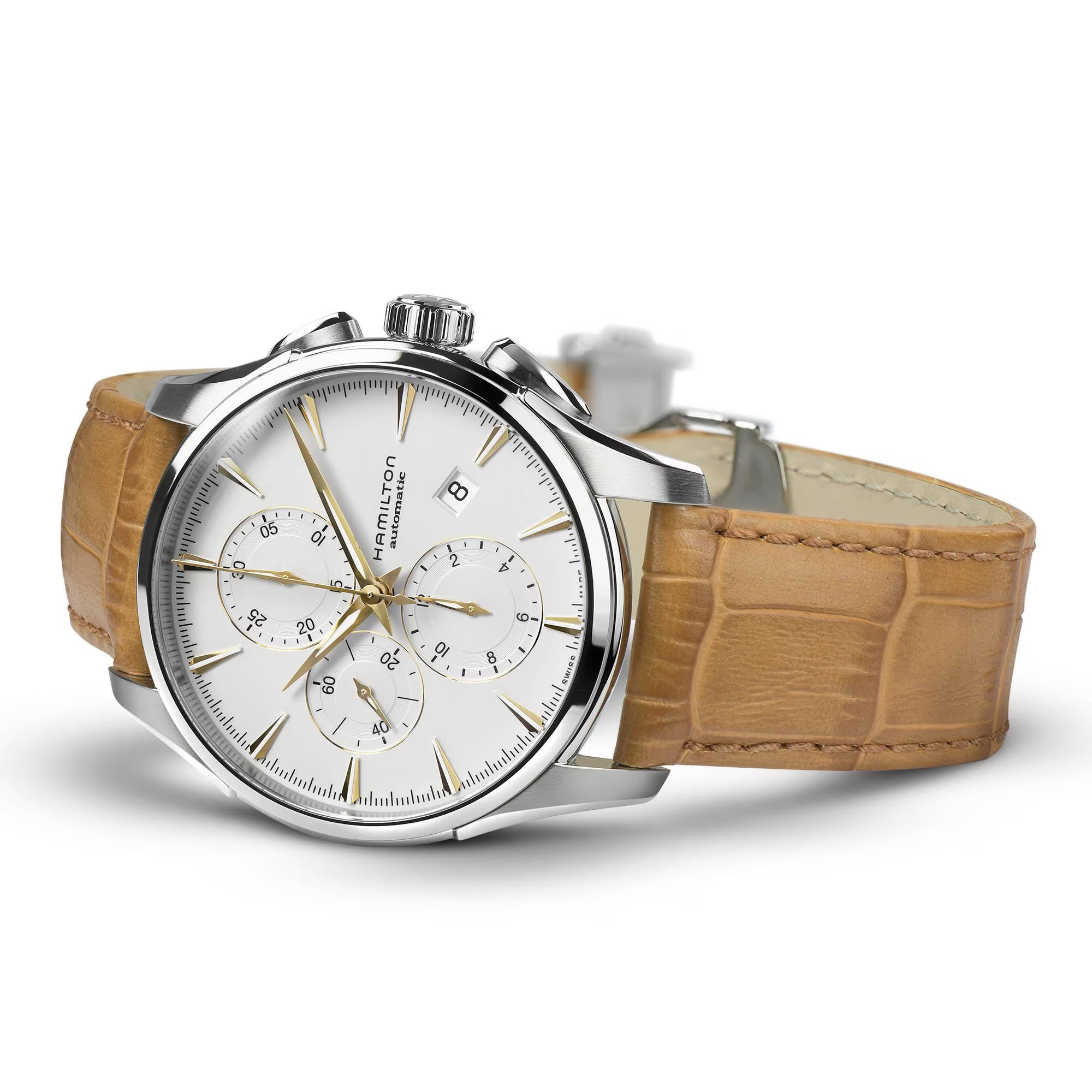 Reloj Hamilton Jazzmaster Auto Chrono Brown Strap Ref.H32586511 - Imagen 4