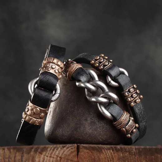 Pulsera Hombre PLATADEPALO DELFOS de cuero plano Referencia: R/MB169X T/19 - Imagen 3