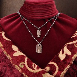 Collar Calavera Unisex PLATADEPALO Miscou en rosario Referencia: R/SN009X - Imagen 3