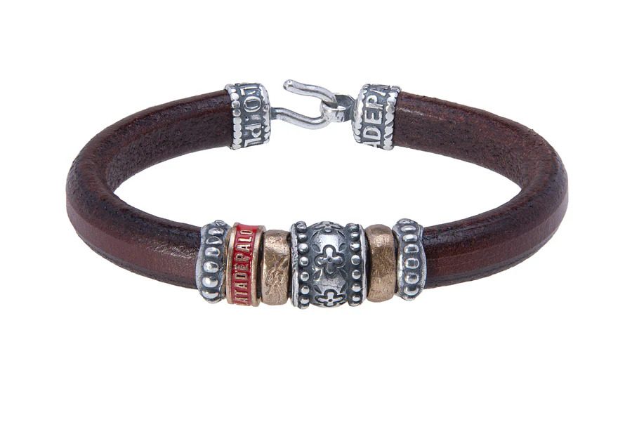 PULSERA DE CUERO, PLATA 925 Y BRONCE TARIAN
