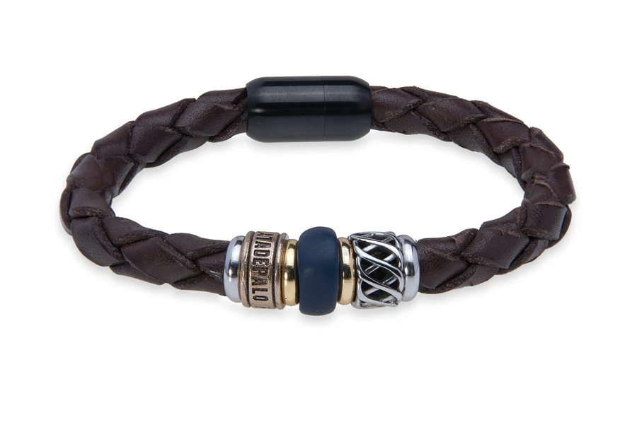 PULSERA DE CUERO CON RESINA AZUL