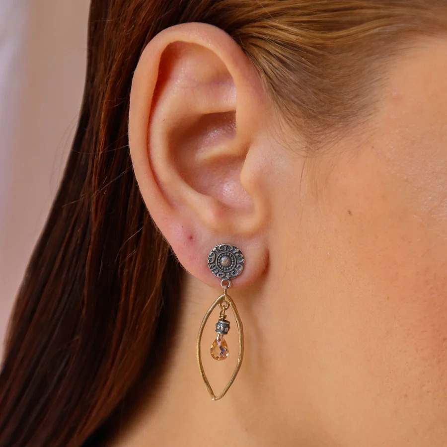 PENDIENTES DE PLATA 925, BRONCE Y CUARZO FUMÉ ERIA - Imagen 2